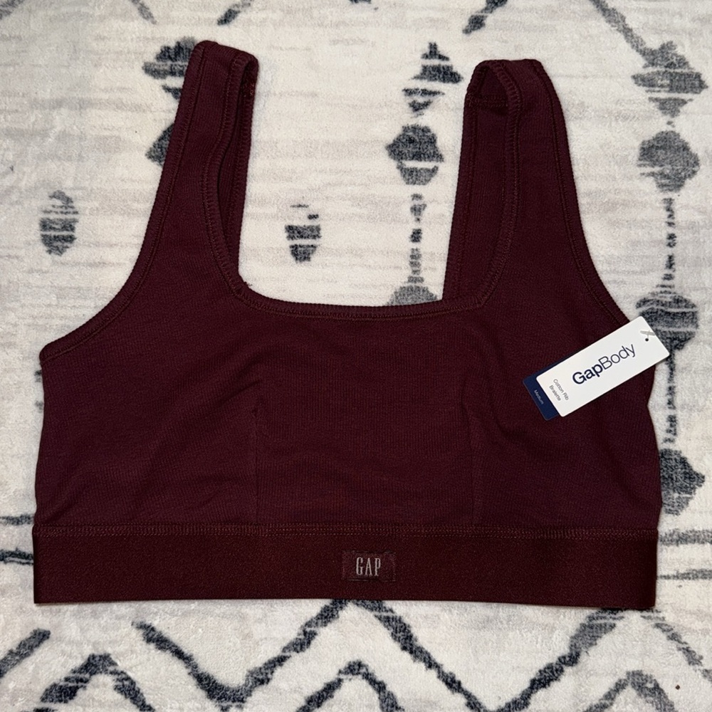 NWT GapBody Logo Comfort Bralette GPW01052 Red Wine, Medium - Picture 2 of 2